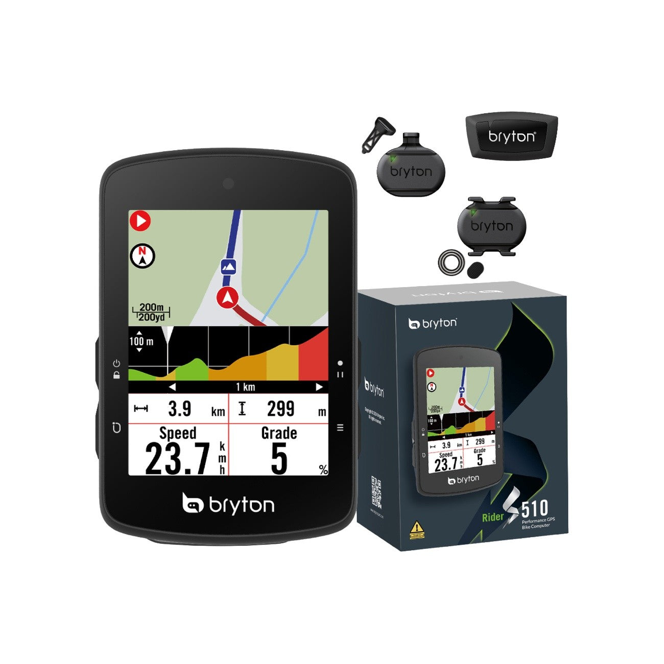 Rider S510 GPS Cycling Computer + Sensor Bundle