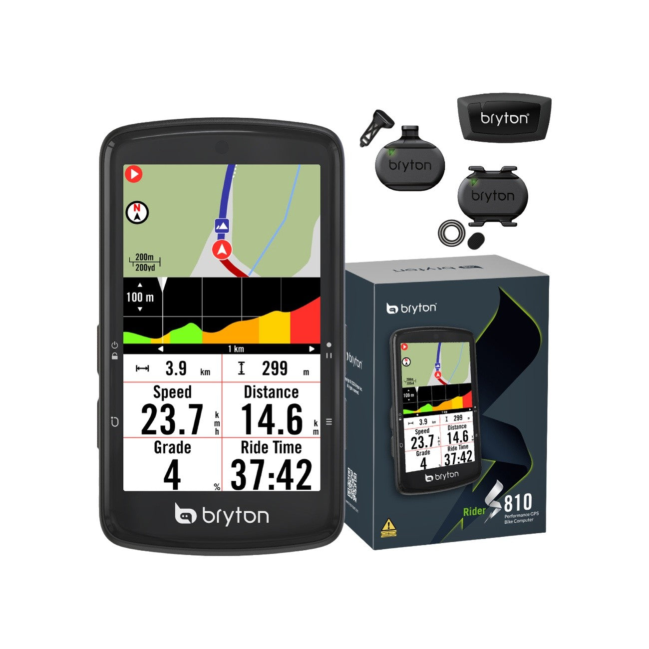 Rider S810 GPS Cycling Computer + Sensor Bundle
